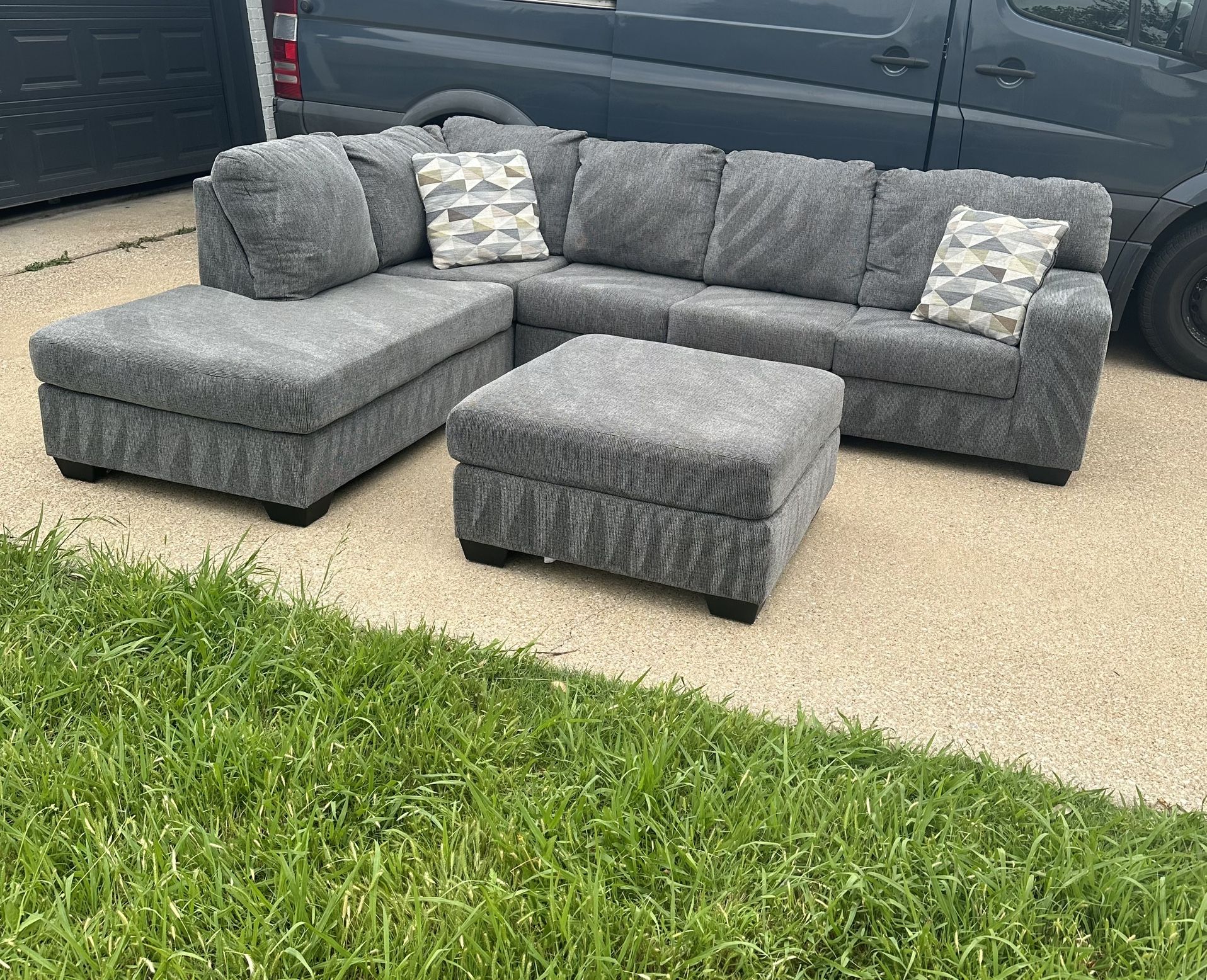 Modern Gray Sectional Ottoman 