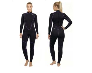 Women's Full Body Wetsuit Black Purple Stitching