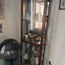 Curio Cabinet  Light Brown Wood 