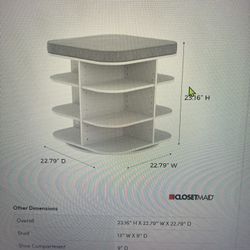 revolution Rotating 12 Pair Shoe Storage Bench By Closet Maid