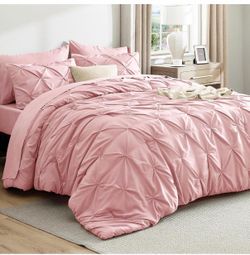 7-Piece Full Size Comforter Sets & Sheets, Pink Full Bedding