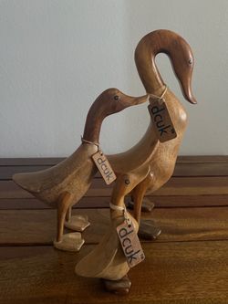 Authentic Set of 3 DCUK Hand-Carved Wooden Ducks (With Tags!)