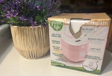 NIB Green Life Go Grains! Rice and Beans Cooker Pink and White