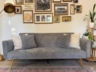 Gray velvet futon