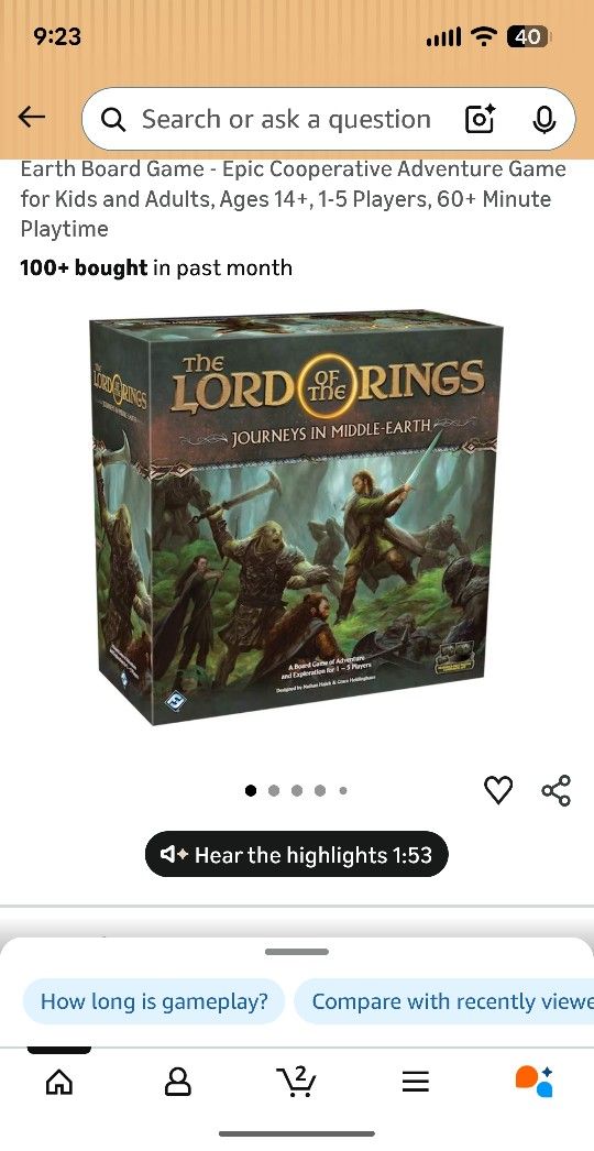 Asmodee The Lord of the Rings Journeys in Middle-Earth Board Game - Epic Cooperative Adventure Game for Kids and Adults, Ages 14+, 1-5 Players, 60+ Mi