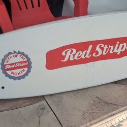 Red Stripe Surf Board Wall Decor Decorative Pool Deck Tiki Hut Garage Ready To Hang Bed Room Novelty