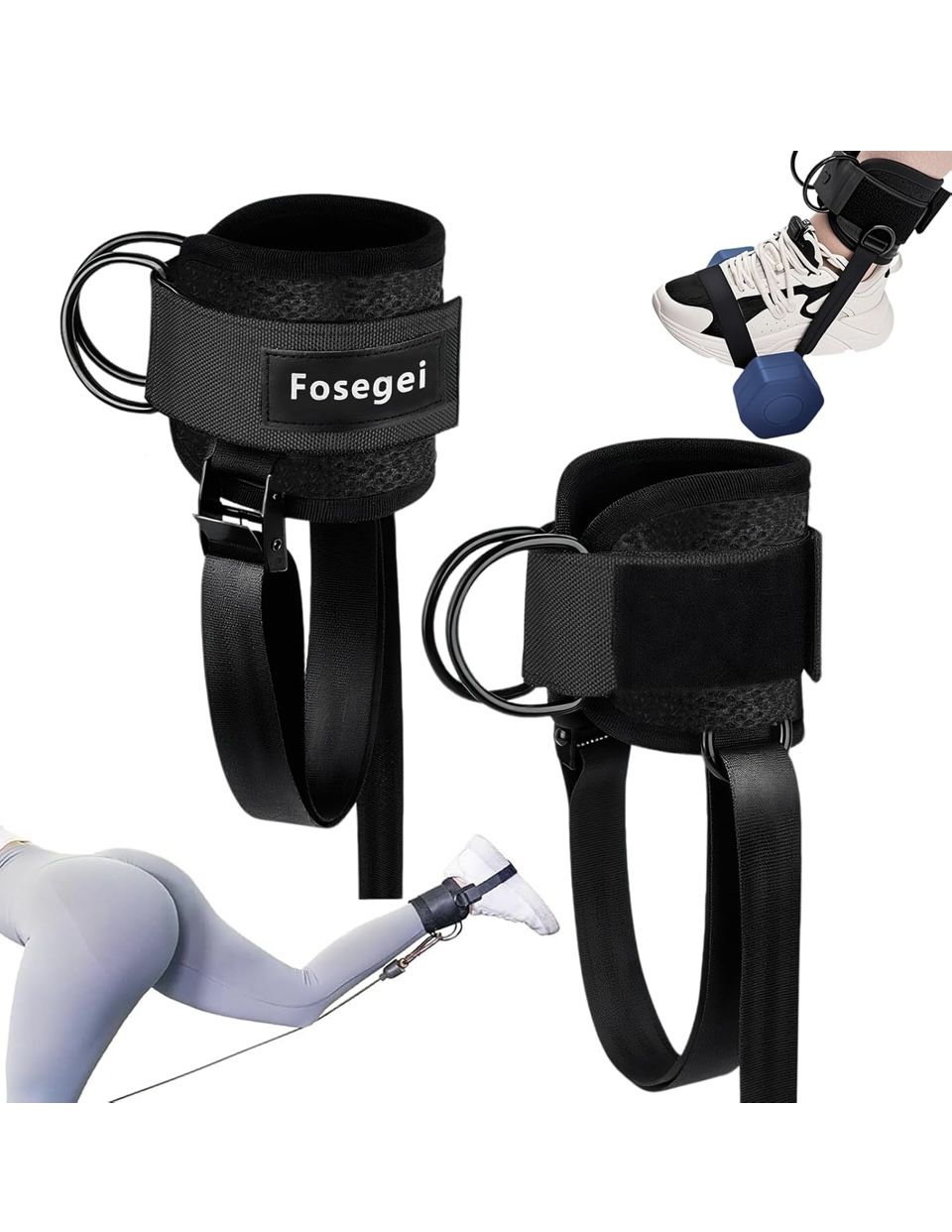 Ankle Straps for Dumbbell and Cable Machine, Dumbbell Foot Attachment with Longer Stronger Nylon Strap, Tibialis Trainer, Leg Extensions, Hamstring Cu