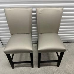 2 Upholstered Counter Stools with Nailhead Trim