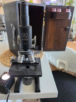 Vintage Spencer microscope with box