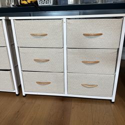 2 - Fabric Dresser for Bedroom, 6 Drawer Double Dresser, Storage Tower with Fabric Bins