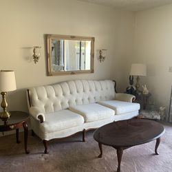 Three Piece, Colonial Style, Coffee, Table, And Two End Tables