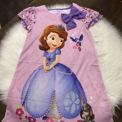 Disney Store Sofia Nightgown For Toddler Girl, Size 5/6, Brand New