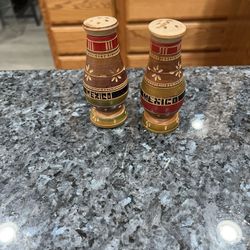 Wooden Mexico Salt Pepper Shakers.  Size approximately 3 1/2 inches tall. Preowned.  