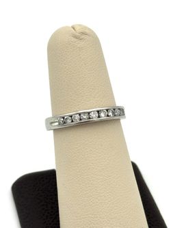 PLATINUM 900 DIAMOND CHANNEL BAND RING SIZE 7.5 5.60G USED