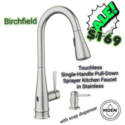 Birchfield Touchless Single-Handle Pull-Down Sprayer Kitchen Faucet in Spot Resist Stainless
by

MOEN