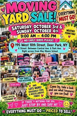 Moving Sale 10/4 9-3