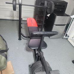 Standard weight bench with 80lbs with Pull up bar