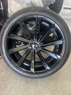 Like New 22” Koko Culture Rims And Tires Set