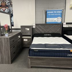 4PC Gray Queen Bedroom Set 