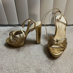 Jessica Simpson Immie Platform Sandal in Gold Snake Size 5.5