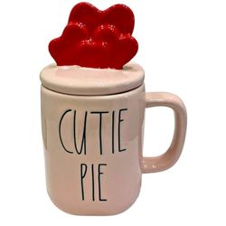 Rae Dunn Magenta Valentine's Day Pink Covered Mug Inscribed Pink, Red New