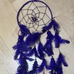 Purple Dream Catcher with Feathers & Beads