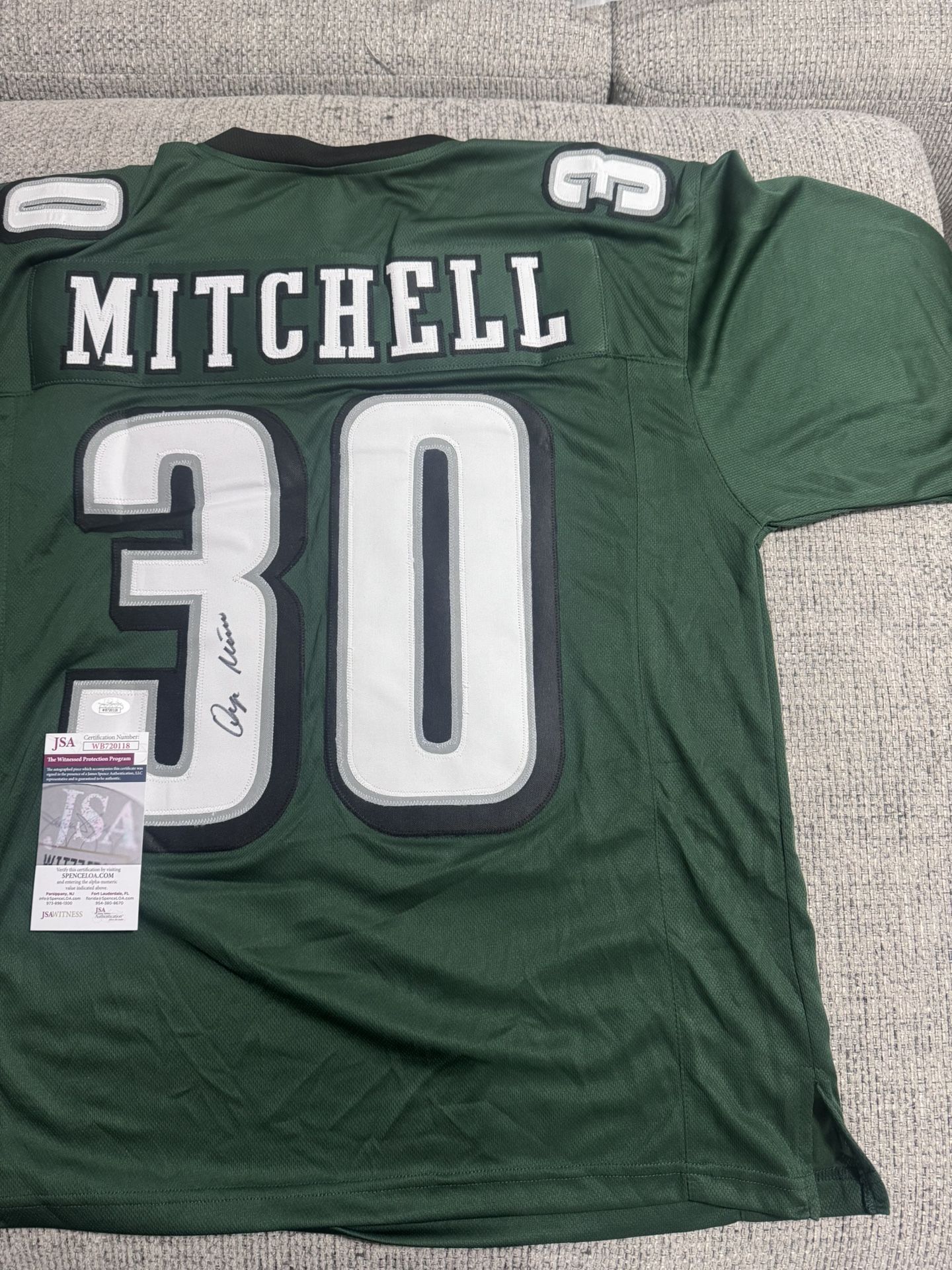 Quinyon Mitchell Signed Autograph Custom Jersey - JSA Coa Sticker Only - Philadelphia eagles