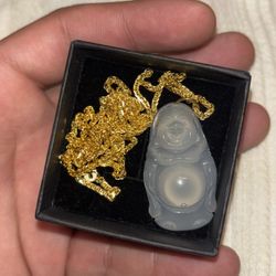 925 Gold Over Silver Franco Chain With Buddha 