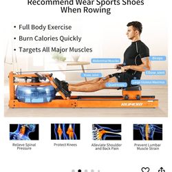 RUNOW Water Rowing Machine, Wood Water Rower with LCD Monitor Water Resistance Wooden Rower Machine for Home