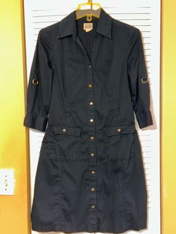 Converse One Star Navy Blue Snap-Front Safari Shirt Dress - Size Small