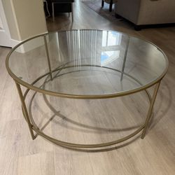 Round Coffee Table - Gold, Glass