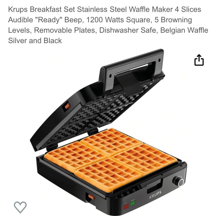 KRUPS Belgian waffle Maker - $48 FIRM