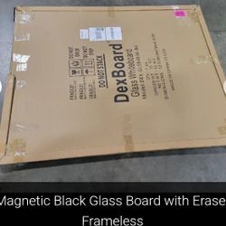 Magnetic Black Glass Board with Eraser Frameless