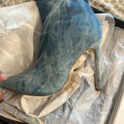 Fashion Nova Thigh High Denim Boots