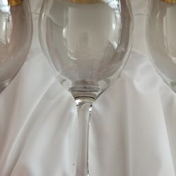 Wine glasses - Glass - Gold Rim - Made in Italy