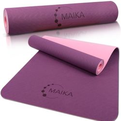 Maika Yoga Mat Non Slip, Pilates Fitness Mats, Eco Friendly, Anti-Tear 1/4" Thick Yoga Mats for Women, Exercise Mats for Home Workout, NEW