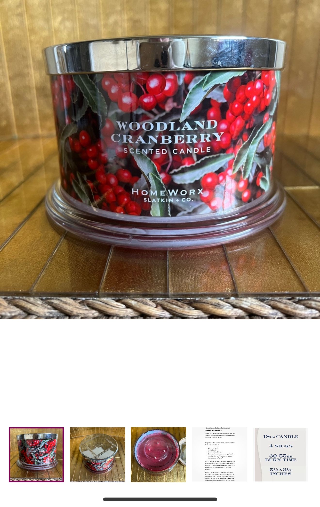 Homeworx Woodland Cranberry For Wicks Candle New