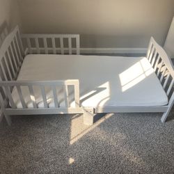 Gray Toddler Bed & Mattress 