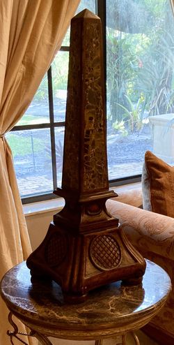 ✨OPULENT OBELISK IN WOOD & MARBLE ( EXCLUSIVE  HOME DECOR ) 🤩Free Shipping in Miami Dade ✨NEW YEAR SALE