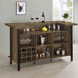 Freestanding Home Bar Wine Cabinet Rustic Oak	Holiday Entertainment