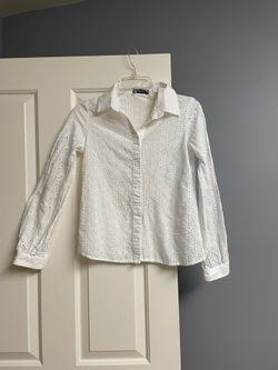 Blouse Shein Eyelet, Long Sleeve, Button Closure, Women, XS