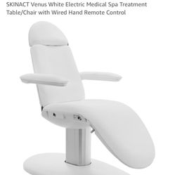 SKINACT Venus White Electric Medical Spa Treatment Table/Chair with Wired Hand Remote Control