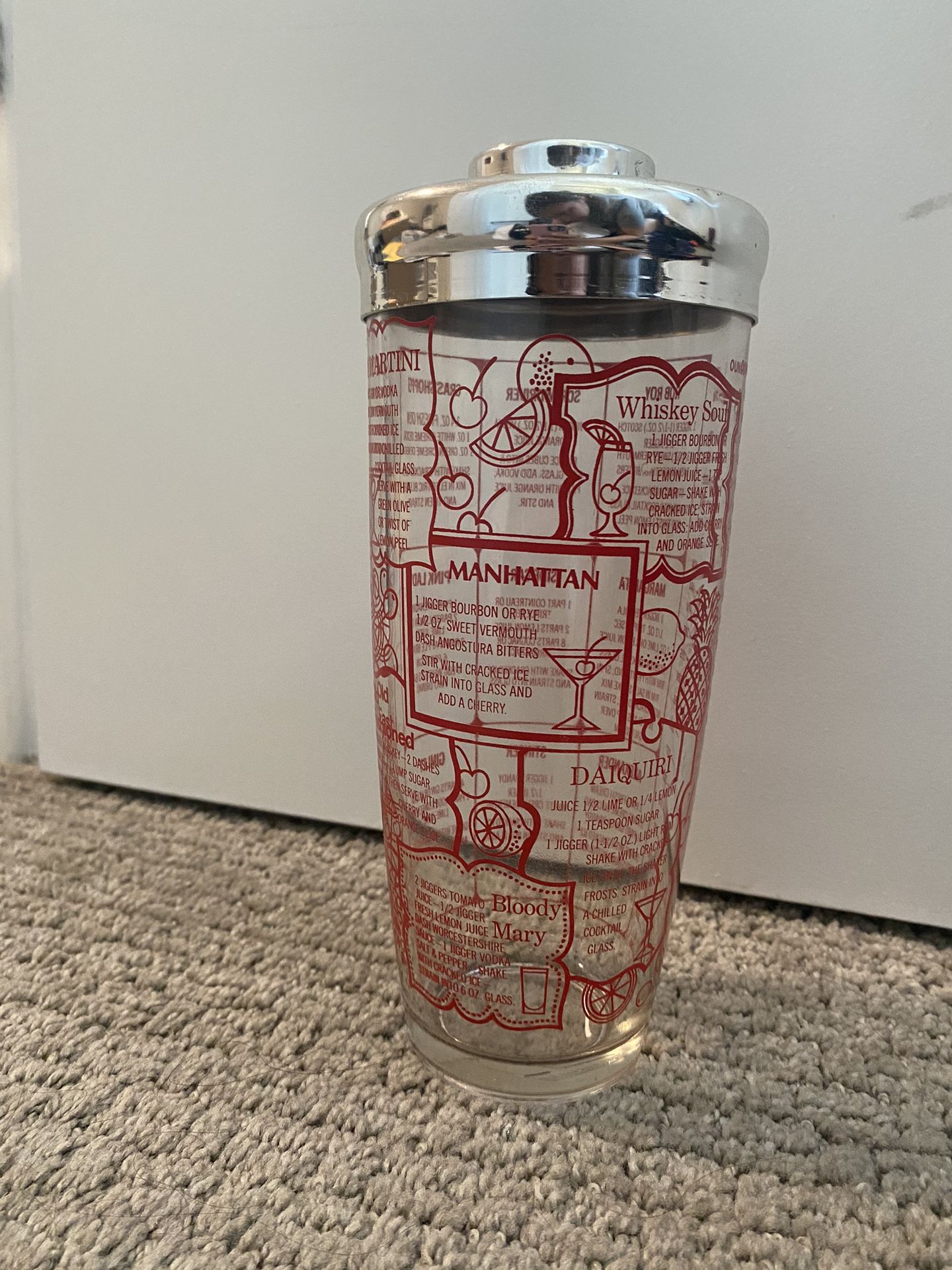 Vintage Cocktail Shaker Glass Chrome