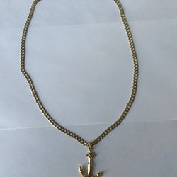 14k Gold 22” Chain and Anchor Pendant 