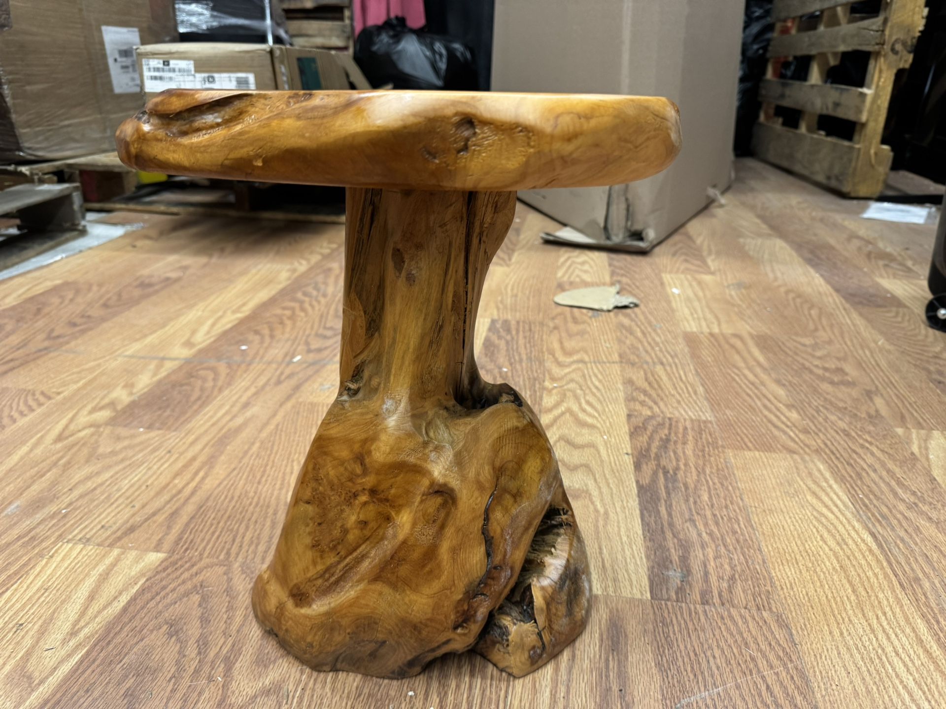 Brefhome Tree Stump Stool, Natural Live Edge Side Table for Sofa, Wood Rustic Plant Stand for Patio