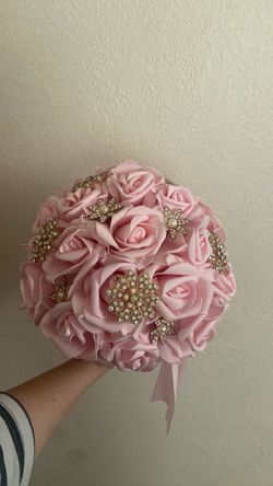 Luxury Handmade Baby pink with Gold Accessories Bouquet
