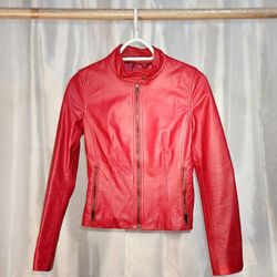 VERA PELLE WOMEN'S RED LEATHER JACKET