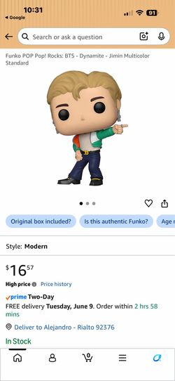 Funko POP! Rocks BTS - Dynamite - Jimin #222 vinyl figure.