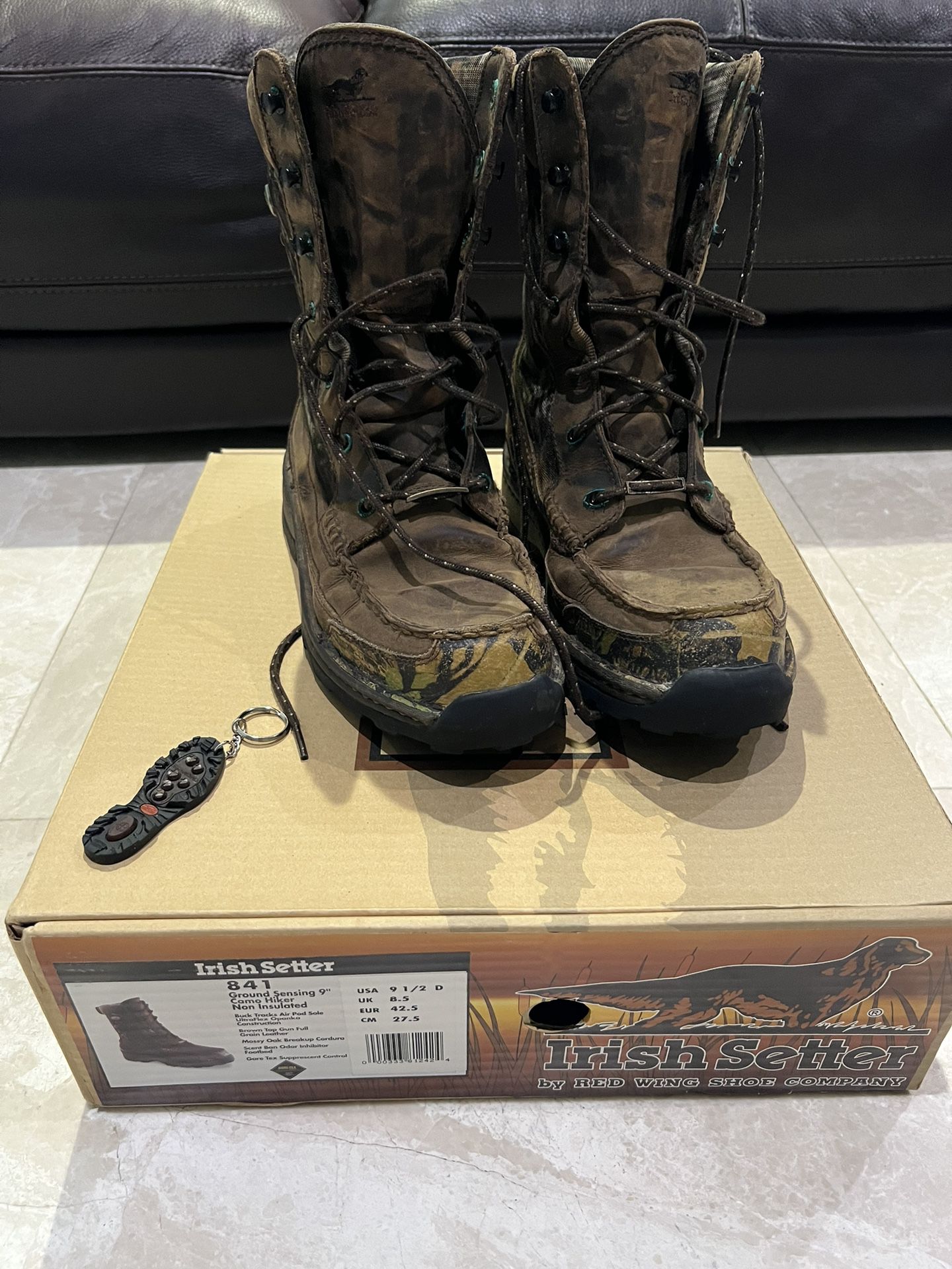 Irish Setter Size 9.5 D Ground Sensing 9” Camo Hiker Non Insulated Hunting / Hiking Boots
