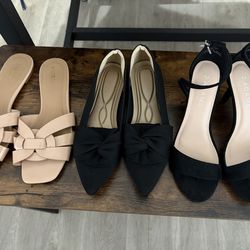 Women’s shoes, flats, heels, boots, all size 7